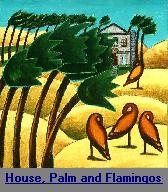 House, Palms and Flamingos